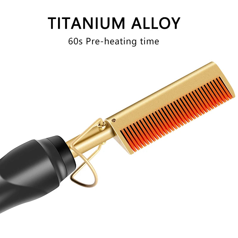 2 in 1  Electric Hot Heating Comb Hair Straightener Curler Wet Dry Hair Iron Straightening Brush Hair Styling Tool Raynovia