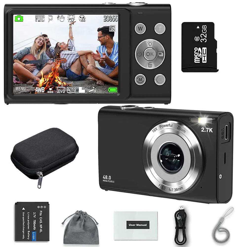 4K Digital Camera Autofocus Vlogging Camera HD 48MP with 2.8" Large Screen Camcorder Camera for Photography for Kid Adult Raynovia