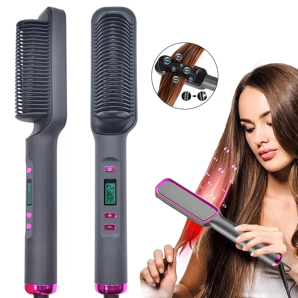 Electric Hot Comb Multifunctional Straight Hair Straightener Comb Negative Ion Anti-Scalding Styling Tool Straightening Brush Raynovia