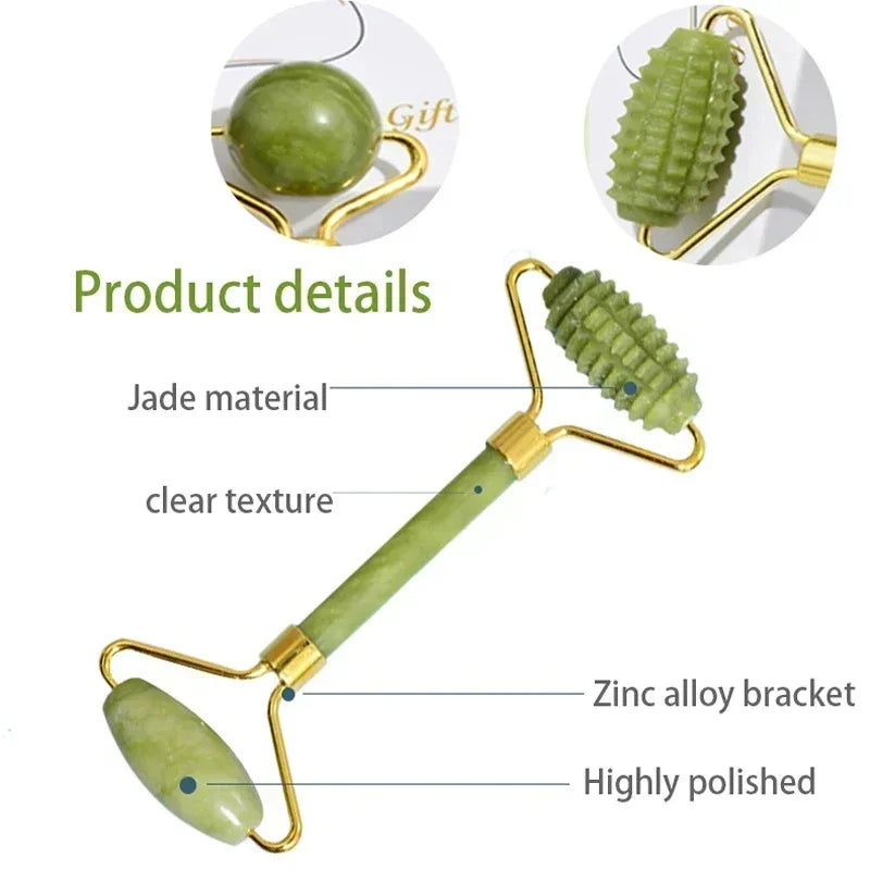 Natural Jade Roller Face Gua Sha Natural Stone Body Neck Massager Acupoint Eye Care Spa Massage Tools Massage Visage Lifting Raynovia