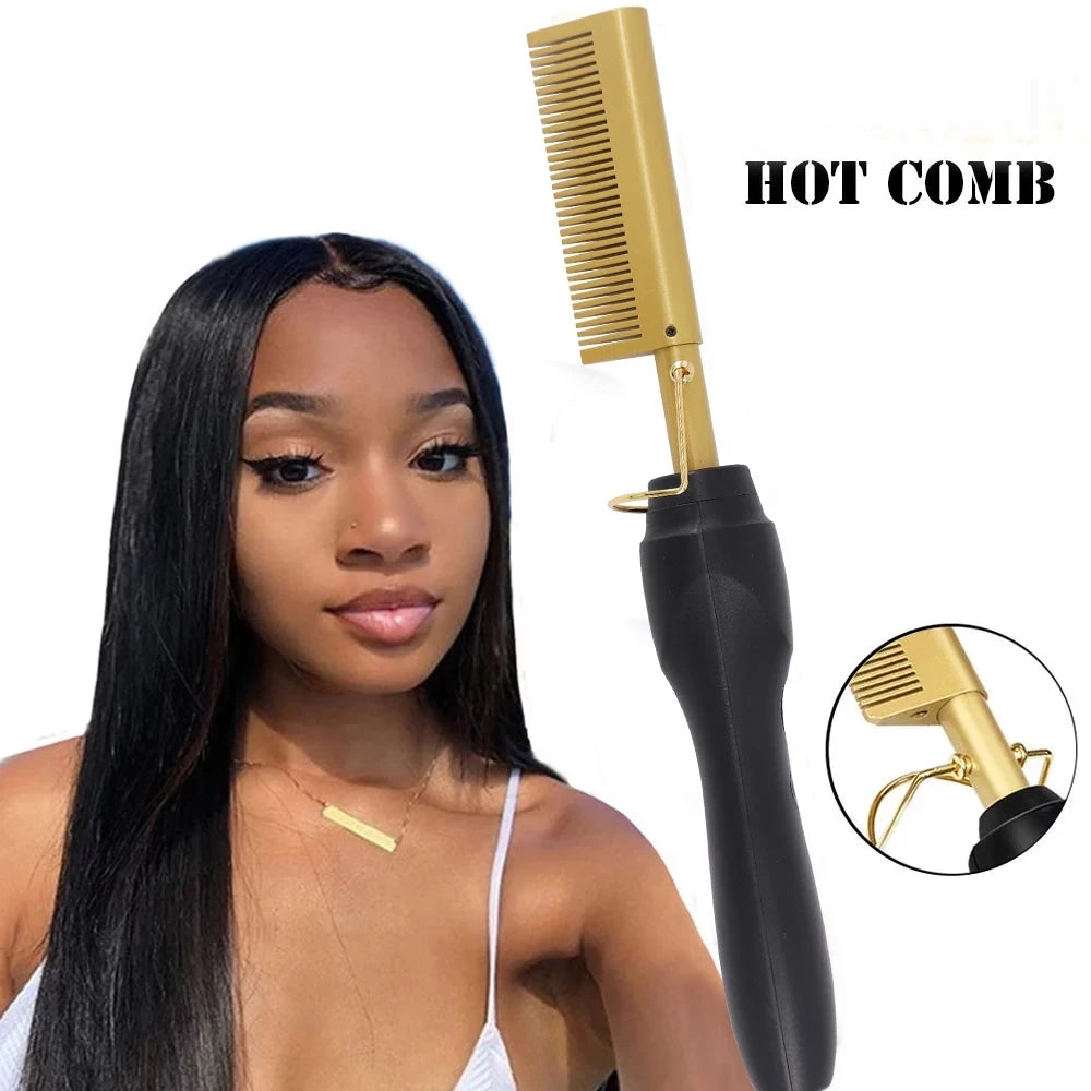 2 in 1  Electric Hot Heating Comb Hair Straightener Curler Wet Dry Hair Iron Straightening Brush Hair Styling Tool Raynovia