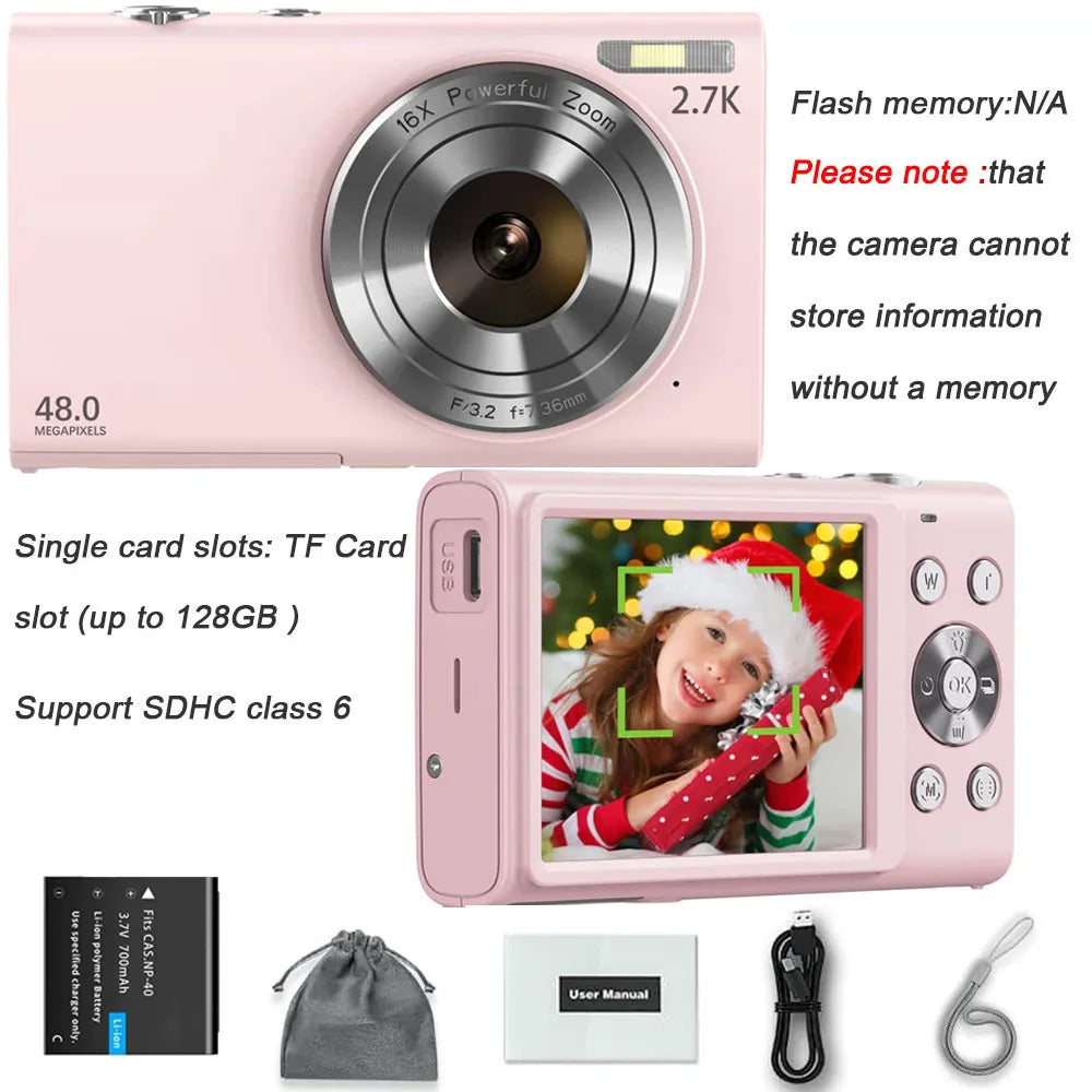 4K Digital Camera Autofocus Vlogging Camera HD 48MP with 2.8" Large Screen Camcorder Camera for Photography for Kid Adult Raynovia