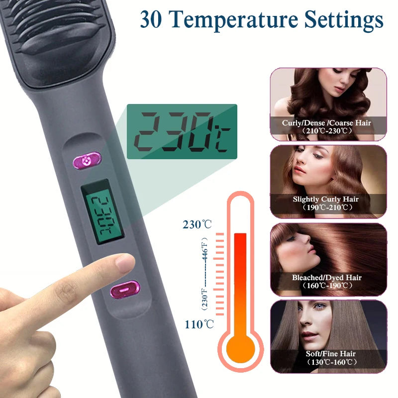 Electric Hot Comb Multifunctional Straight Hair Straightener Comb Negative Ion Anti-Scalding Styling Tool Straightening Brush Raynovia