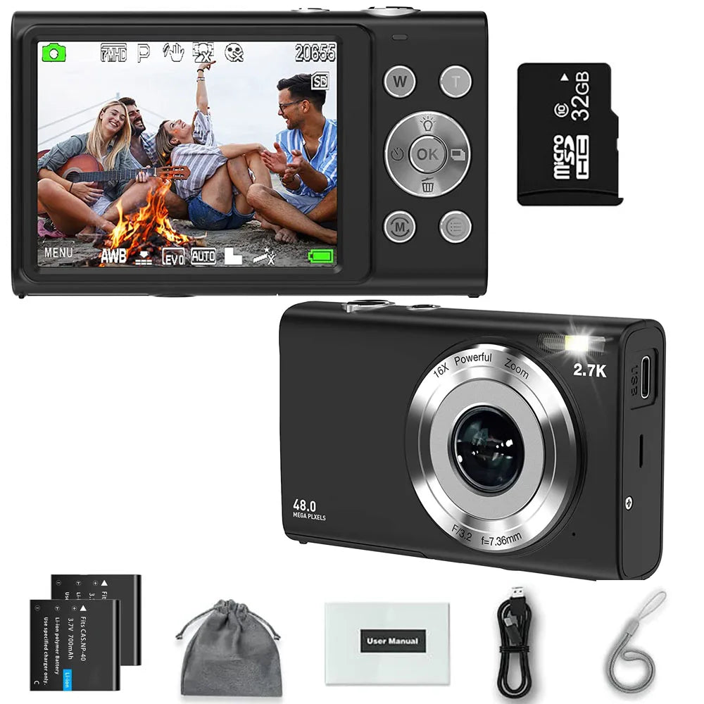 4K Digital Camera Autofocus Vlogging Camera HD 48MP with 2.8" Large Screen Camcorder Camera for Photography for Kid Adult Raynovia