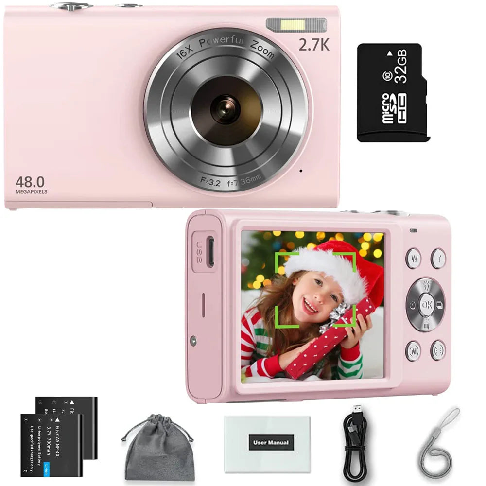 4K Digital Camera Autofocus Vlogging Camera HD 48MP with 2.8" Large Screen Camcorder Camera for Photography for Kid Adult Raynovia