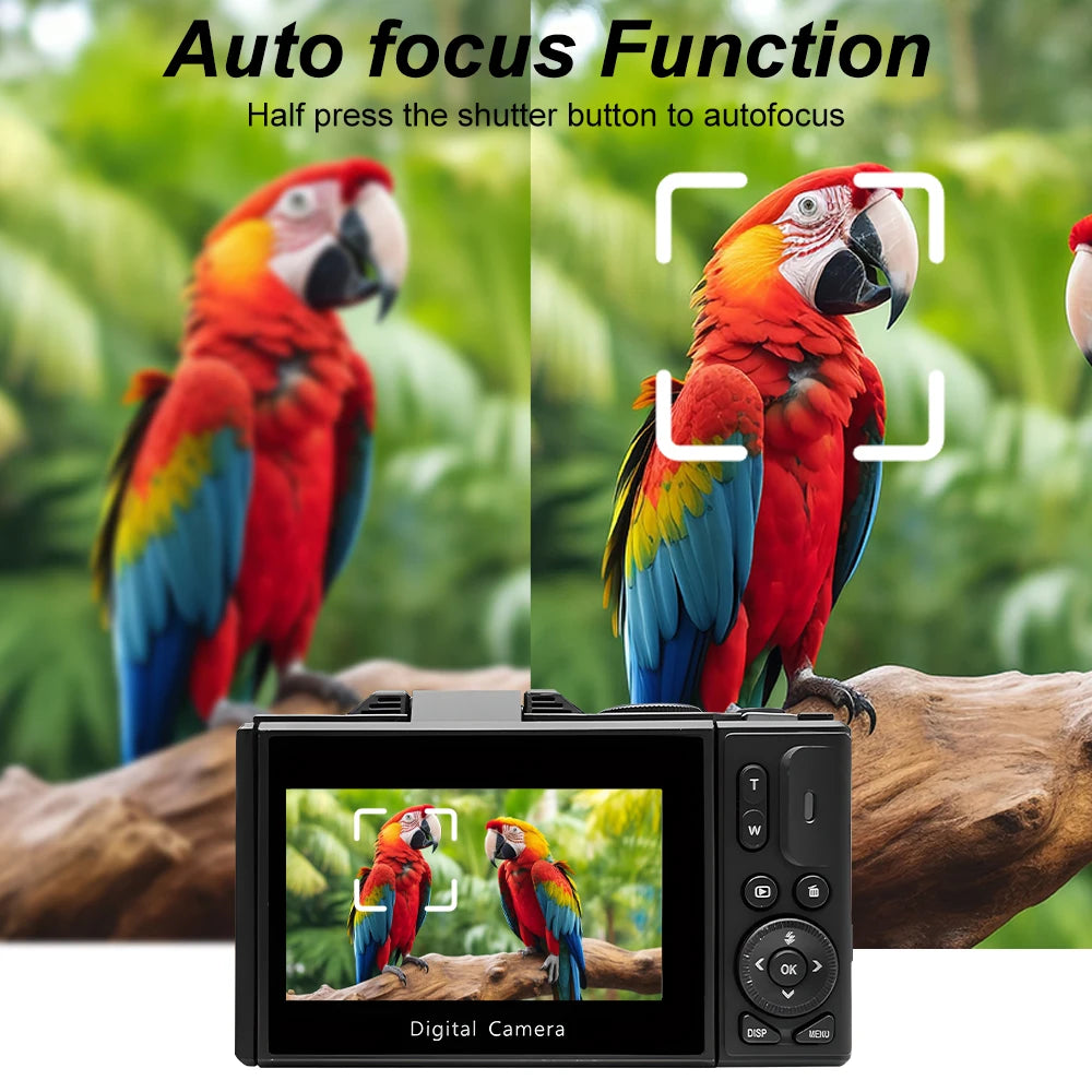 Compact Digital Photography Camera 4K 18X Digital Zoom Vintage Vlog Video Recorder YouTube 180° Flip Screen Selfile WiFi Web Cam Raynovia