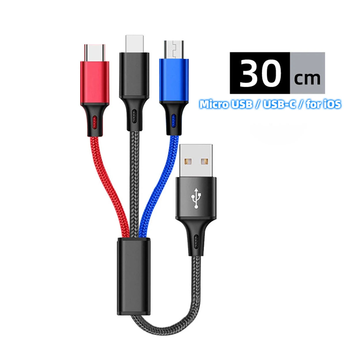 ANKNDO 3 In 1 Fast Charging Cord For Micro USB Type C Charger Cable 1.2m Multi Usb Port Multiple Usb Charging Cord Raynovia