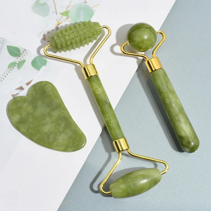 Natural Jade Roller Face Gua Sha Natural Stone Body Neck Massager Acupoint Eye Care Spa Massage Tools Massage Visage Lifting Raynovia