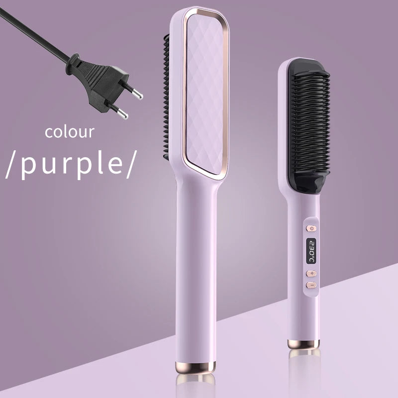 Electric Hot Comb Multifunctional Straight Hair Straightener Comb Negative Ion Anti-Scalding Styling Tool Straightening Brush Raynovia