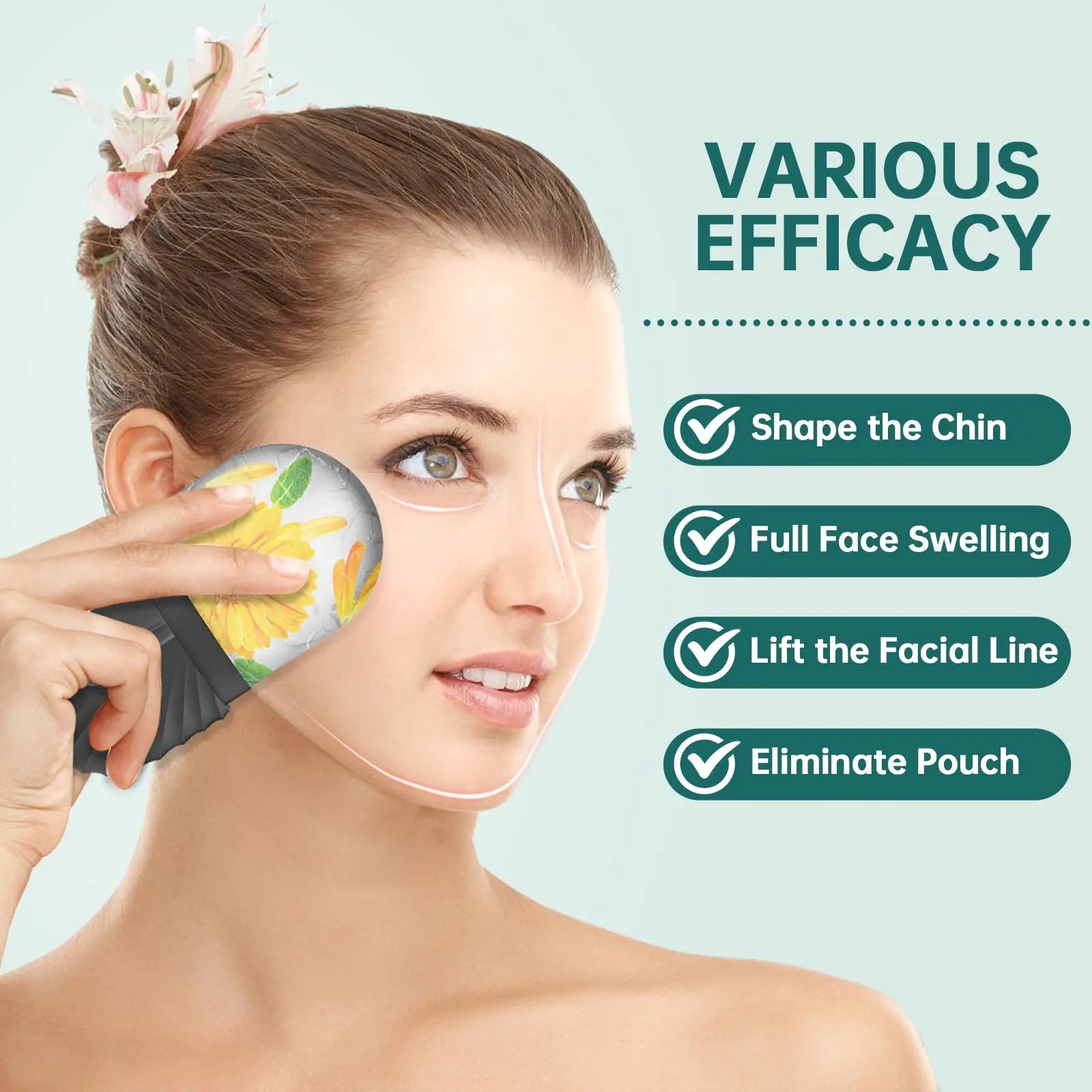1/2/3pcs Ice Face Roller Facial Skincare Ice Roller Set,Facial Roller GuaSha FaceTool Set,Face Massage Roller Lifting Contouring Raynovia