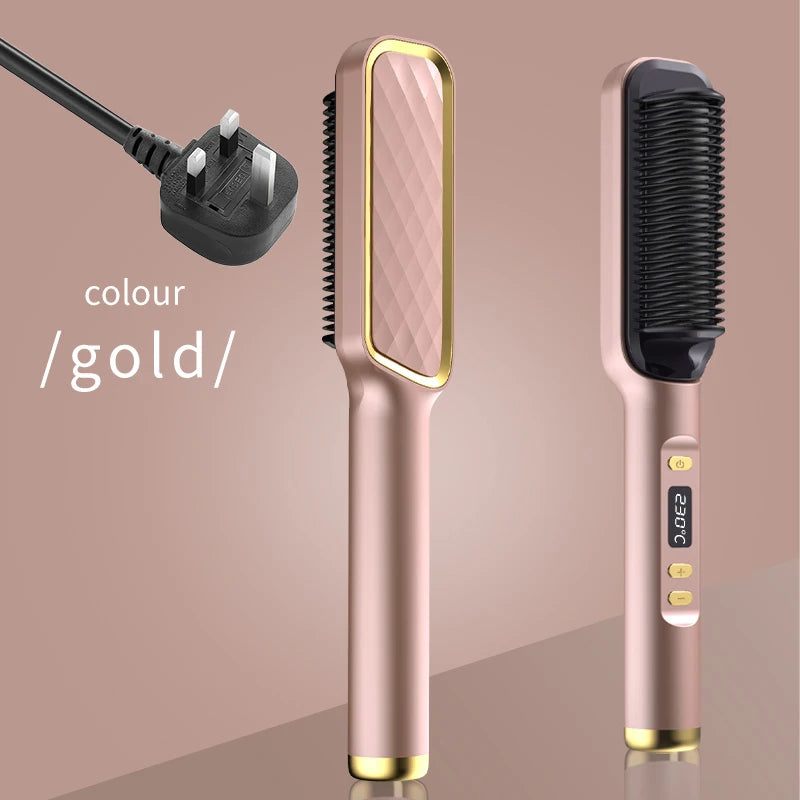Electric Hot Comb Multifunctional Straight Hair Straightener Comb Negative Ion Anti-Scalding Styling Tool Straightening Brush Raynovia
