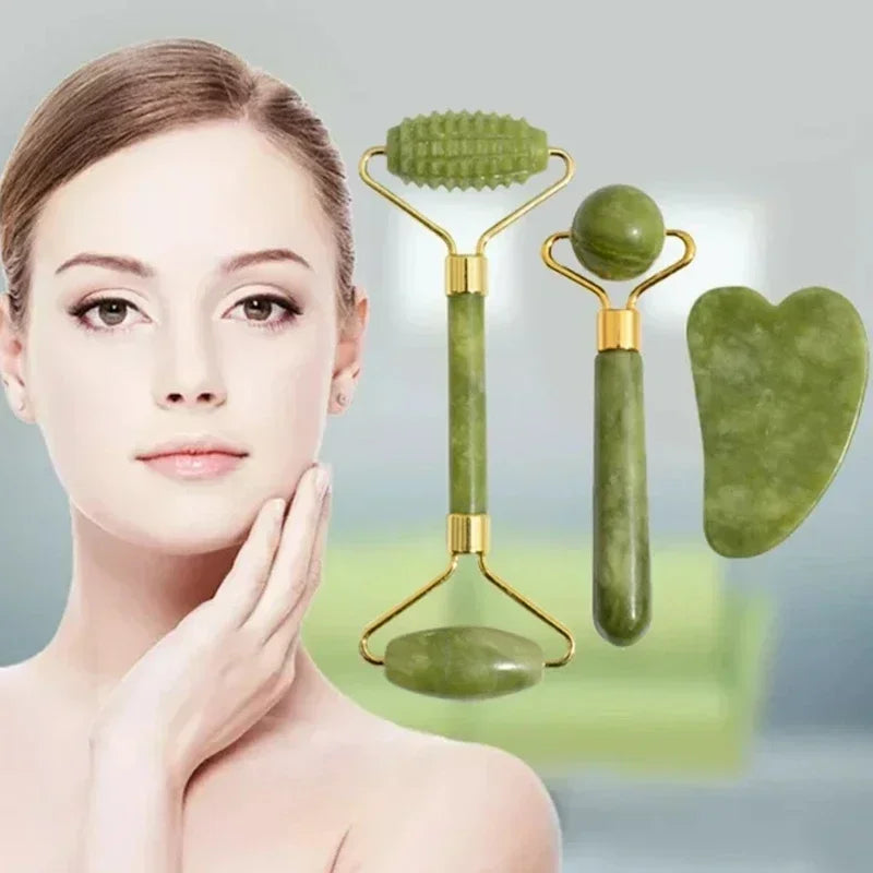 Natural Jade Roller Face Gua Sha Natural Stone Body Neck Massager Acupoint Eye Care Spa Massage Tools Massage Visage Lifting Raynovia