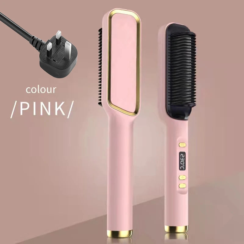 Electric Hot Comb Multifunctional Straight Hair Straightener Comb Negative Ion Anti-Scalding Styling Tool Straightening Brush Raynovia
