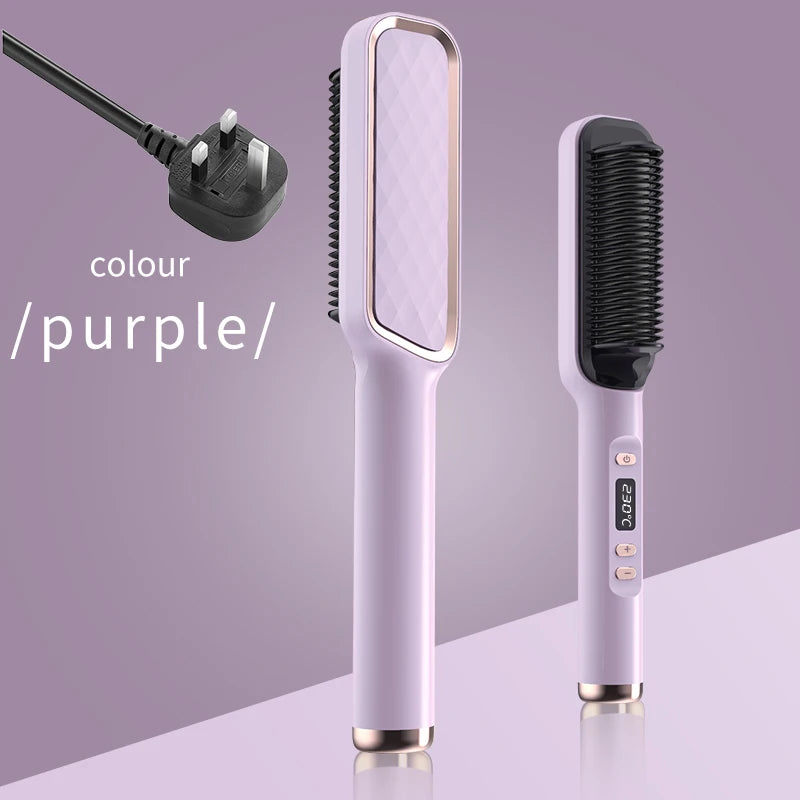 Electric Hot Comb Multifunctional Straight Hair Straightener Comb Negative Ion Anti-Scalding Styling Tool Straightening Brush Raynovia